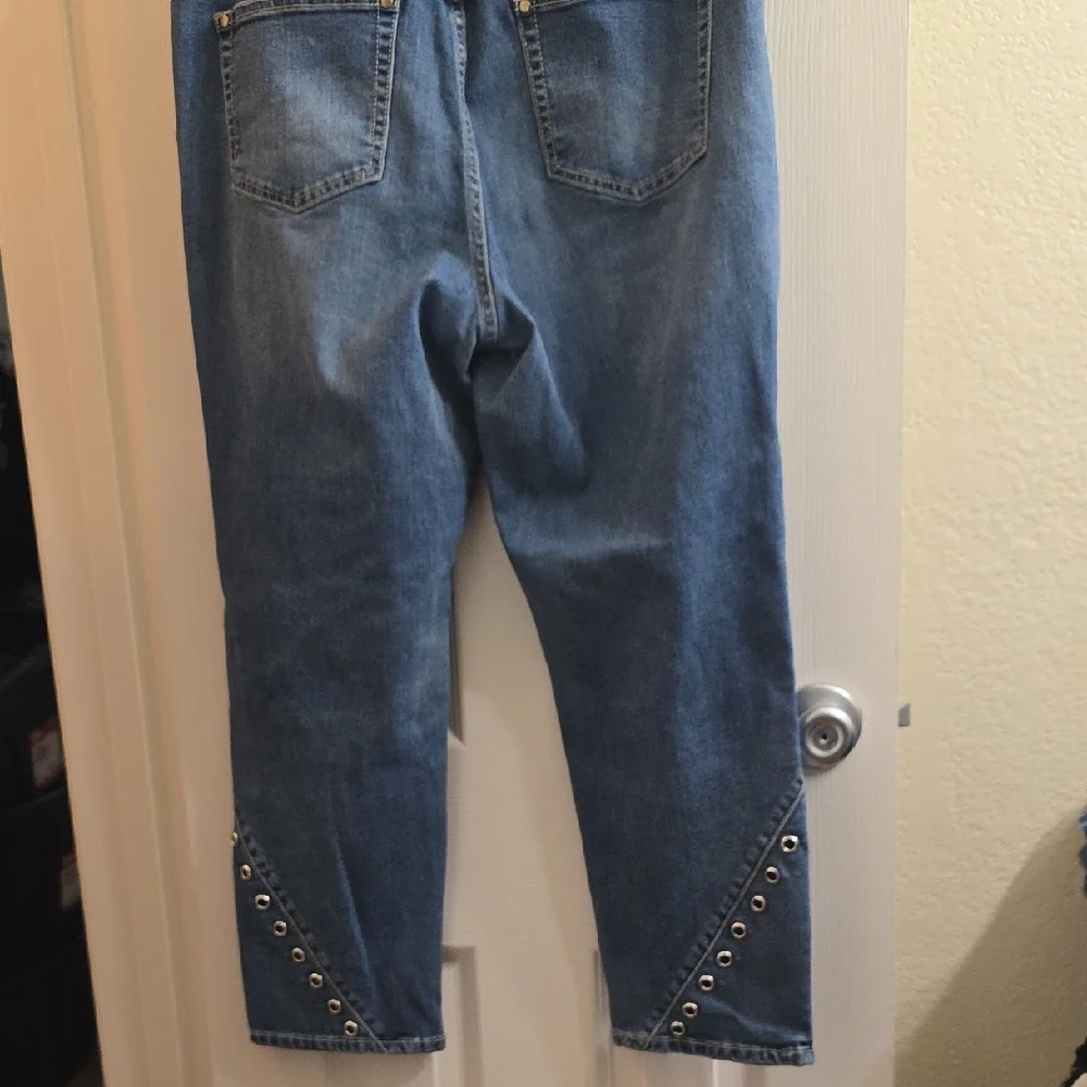 Baccini Blue Ankle Jeans with Eyelet Detail Size 12